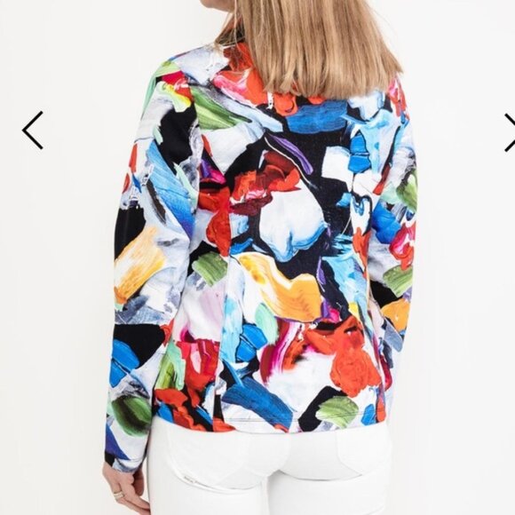 Dolcezza Simply Art Bold Print Jersey Blazer Multi Coloured Size Medium - Picture 3 of 16